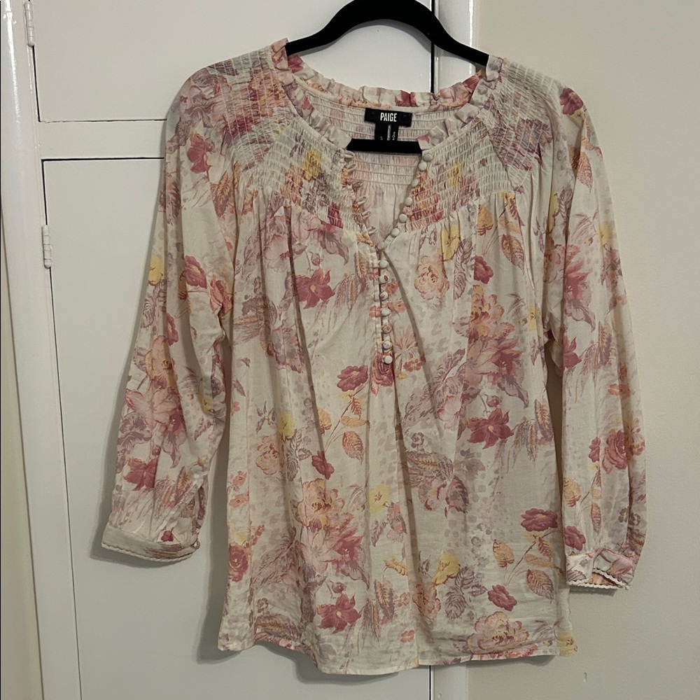 PAIGE Floral Blouse - Pink, Yellow, and Cream